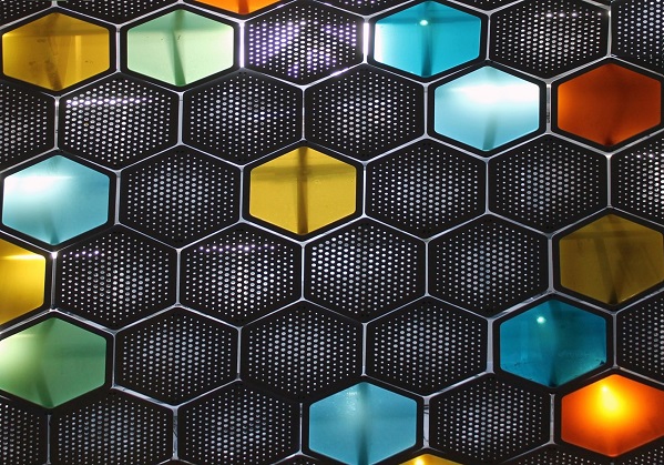 colorful illuminated hexagons