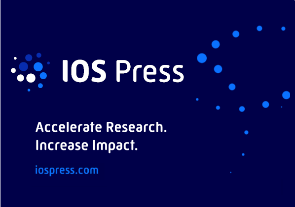 Dark blue background with IOS Press logo and tagline and swirls of dots