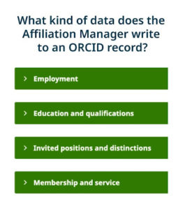ORCID's affiliation manager for members' records