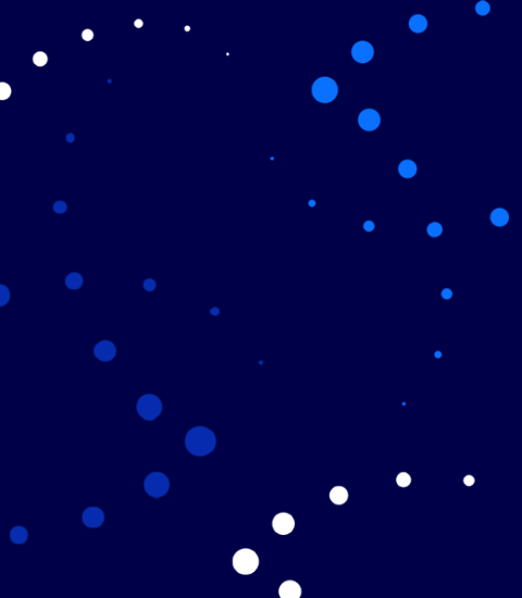 Dark blue banner with blue and white dots