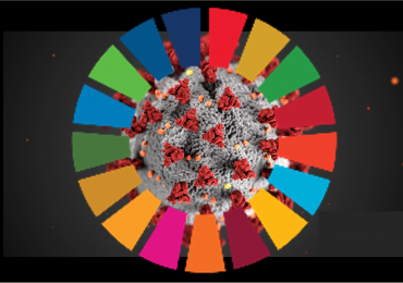SDGs logo with COVID-19 visual on top