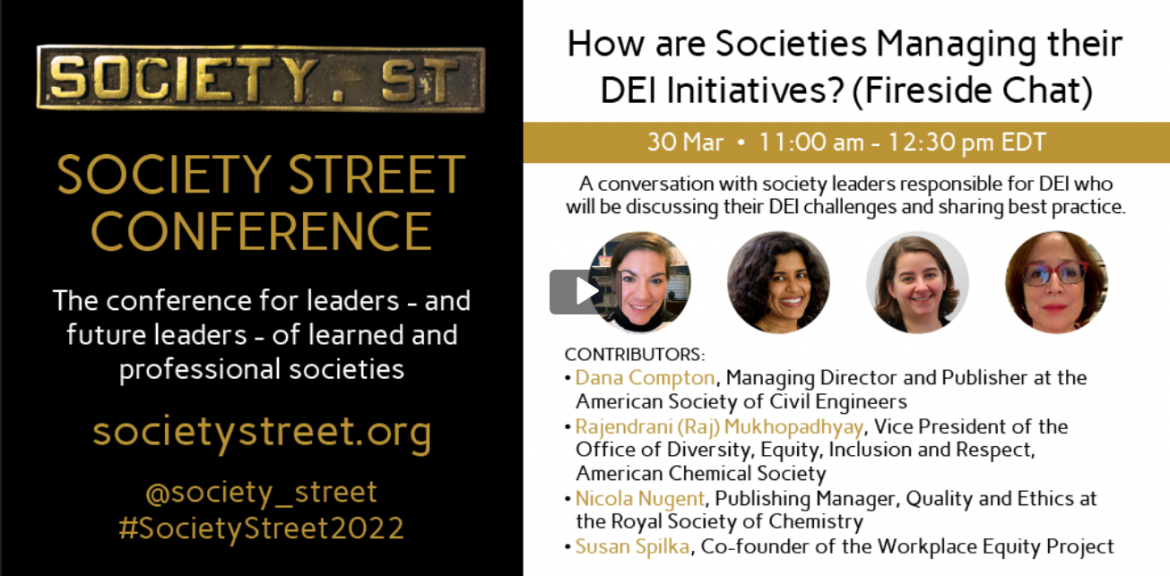Details of the Society Street webinar with Dana Compton, Raj Mukhopadhyay, Nicola Nugent, and Susan Spilka 